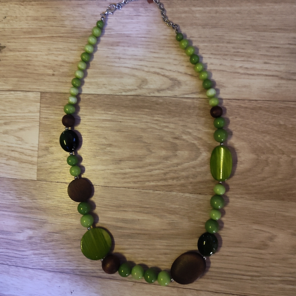 Green and Brown Beaded Necklace